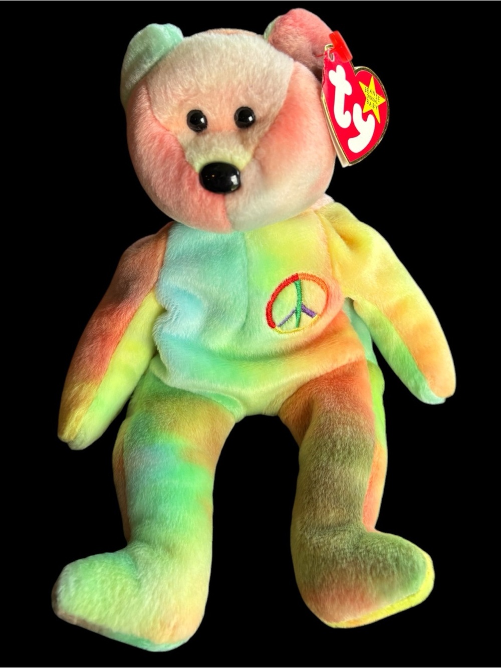 Vintage 1996 Ty Beanie Baby - Multicolor 'Peace' Tie-Dye